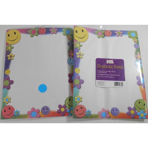 Vtg 2002 Y2K Letter Size Flower & Smiley Face Border Pinter Paper Martin Designs - Picture 4 of 8